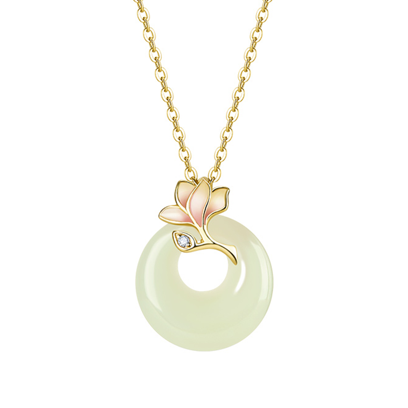 MAMADESHOUHU Necklaces Pale Greenish White Jade Women's
