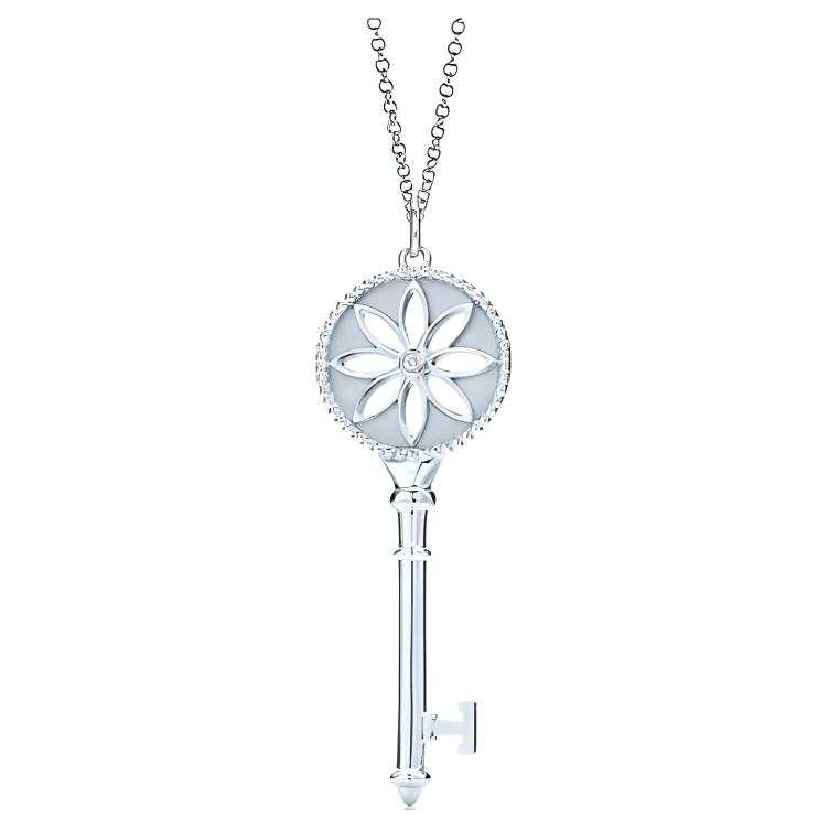 TIFFANY & CO. Keys 925 Sterling Silver With Diamond Necklaces Unisex Silver