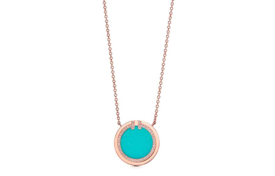 Tiffany & CO. 2010s Tiffany T 18K rose gold diamond circle necklace
