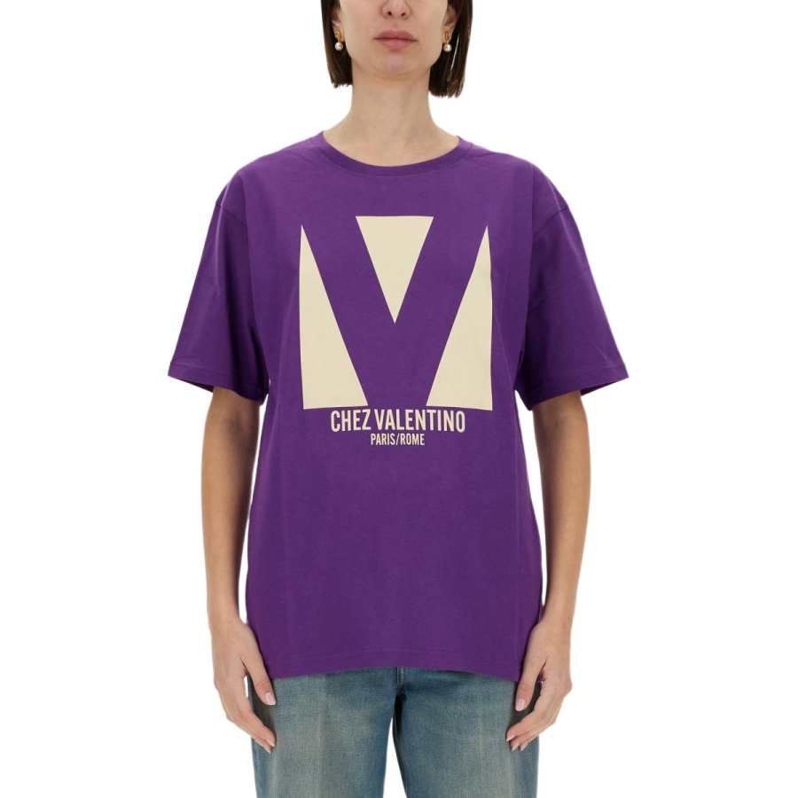 Valentino Chez Valentino Printed Crewneck T Shirt