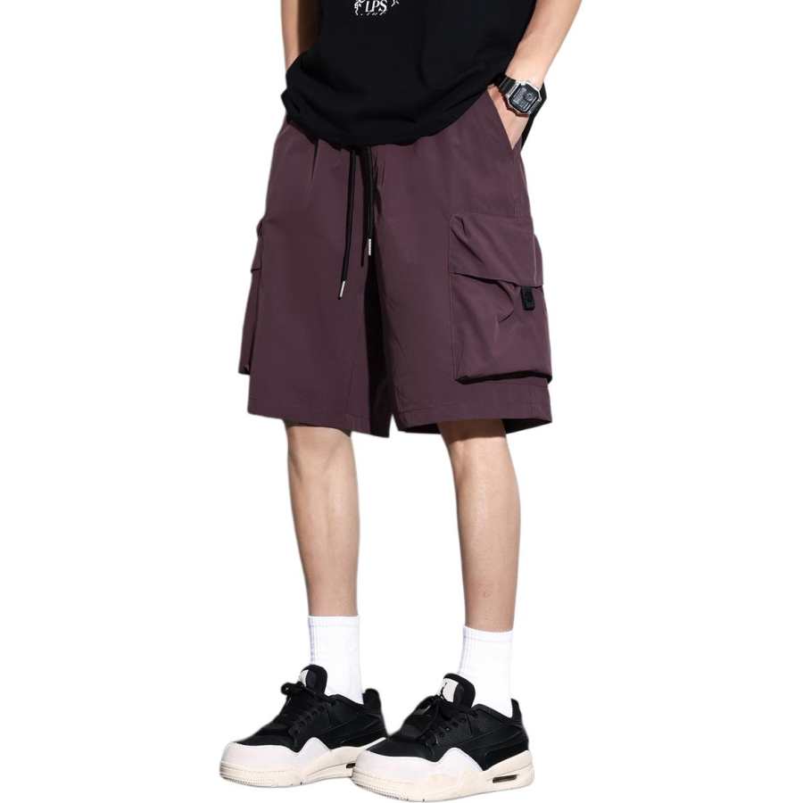 Tonlion Cargo Shorts Men's Purple Thin