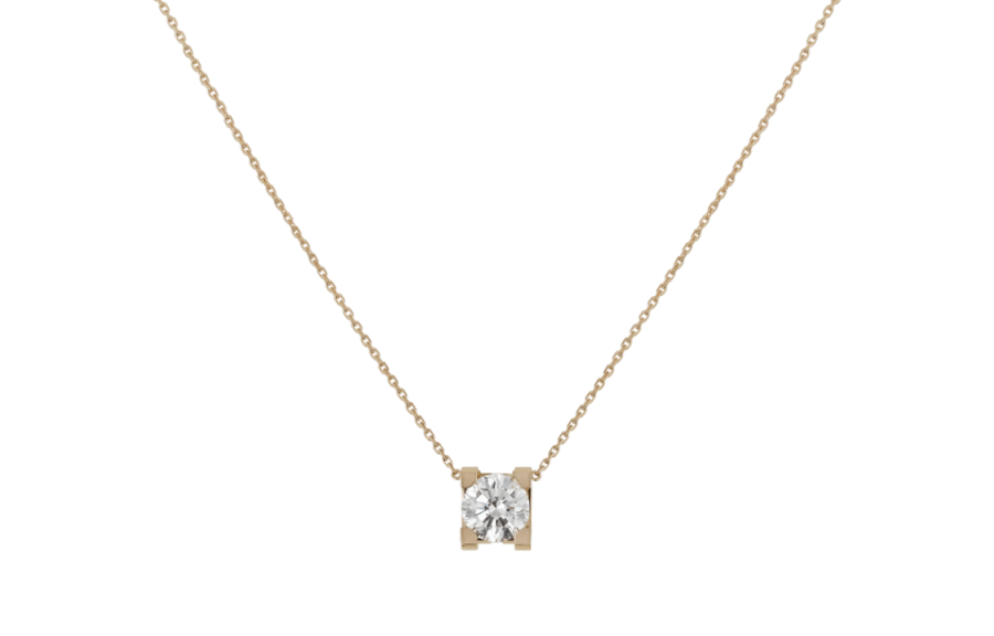 CARTIER C DE CARTIER 18K Gold Diamond Necklaces Unisex Rose Gold