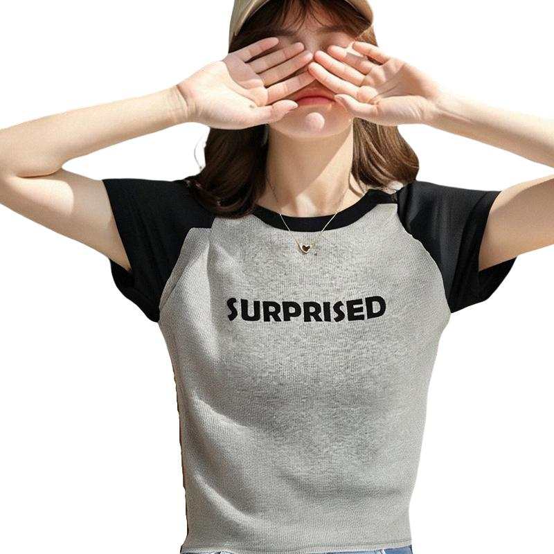 Tonlion T Shirts Women's Black Crew Neck Moderate