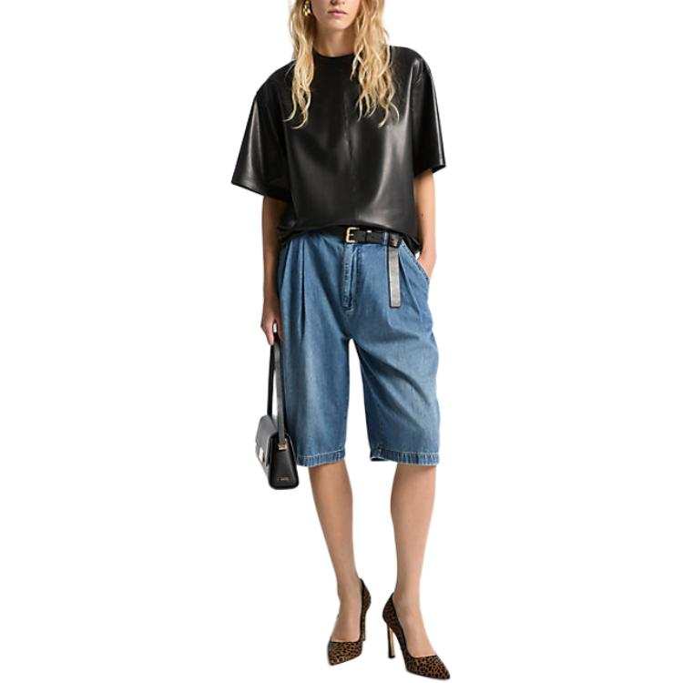 MICHAEL KORS Pleated Bermuda Denim Shorts