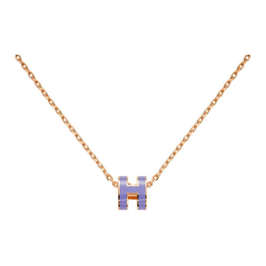 HERMES POP H Rose Gold plated Necklaces Women's Lilac