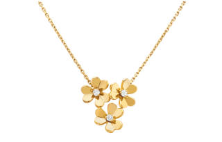 Van Cleef & Arpels Frivole Series 18K Gold Diamond Necklaces Unisex Gold