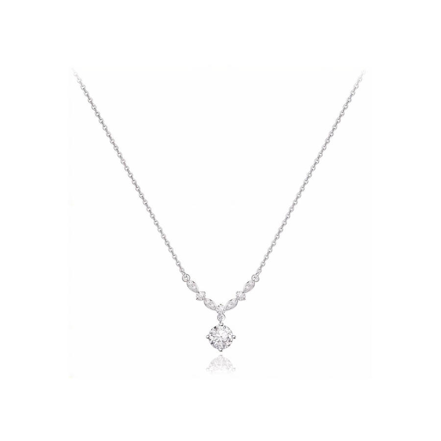 BLANK IN BLANK 925 Sterling Silver With 999 Silver And Zircon Necklaces Women's Box