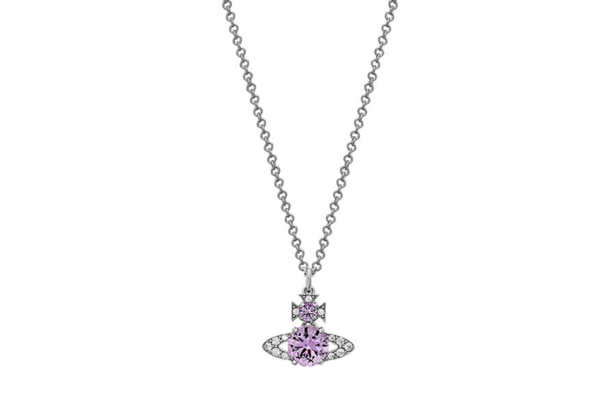 Vivienne Westwood ISMENE PENDANT Brass Cubic Zirconia Necklaces Women's Purple/Silver Chain