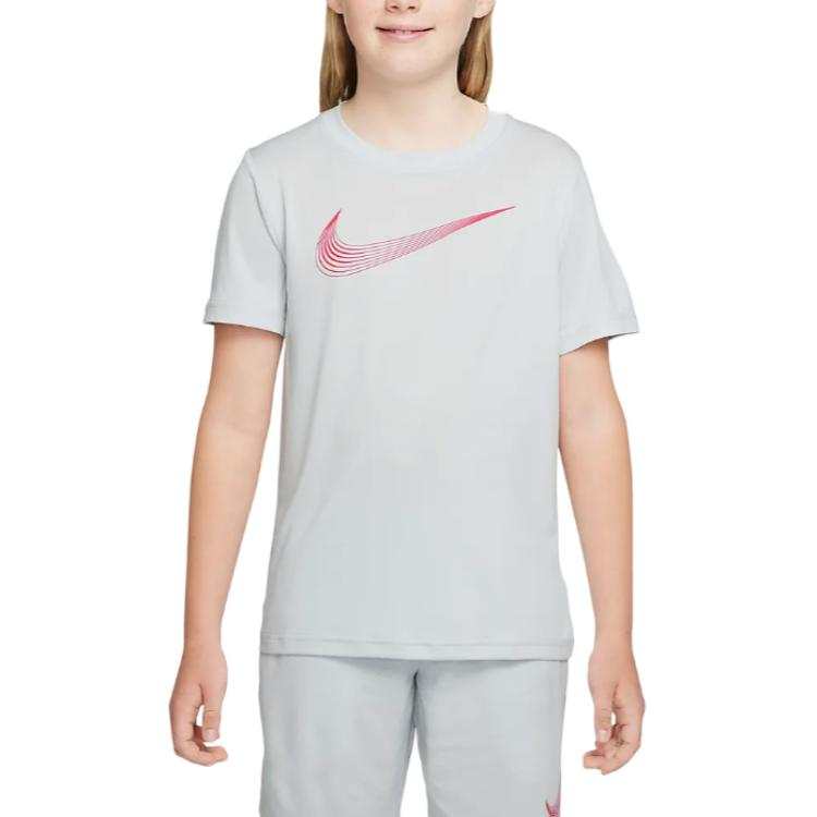 Nike Nike Dri Fit T Shirt Photon Pink/Mermaid Red Teenagers