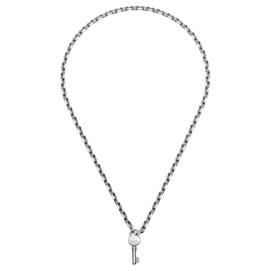 GUCCI Trademark 925 Sterling Silver Necklaces Unisex Silver