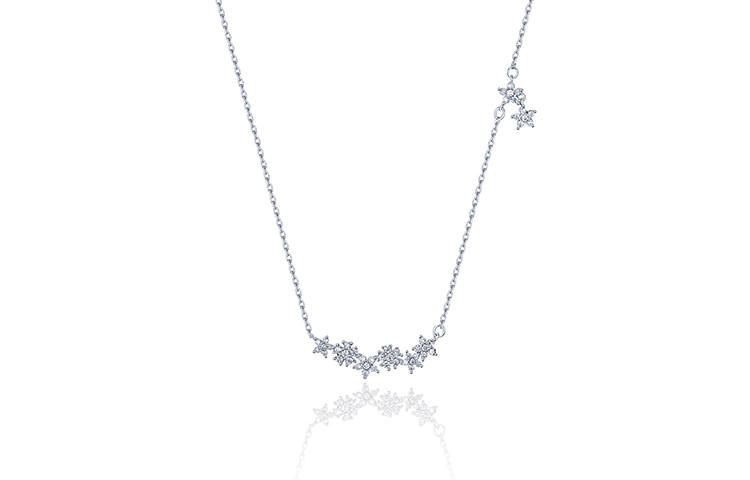 Glam Ever Synthetic Cubic Zirconia Necklaces Women's Silver