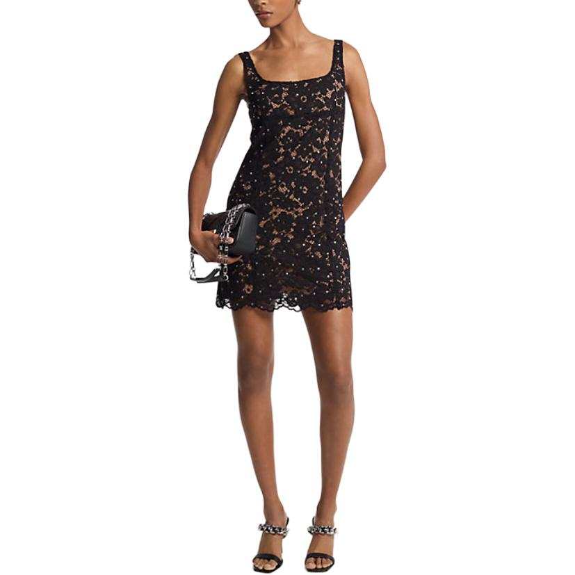 MICHAEL KORS Studded Corded Floral Lace Mini Dress