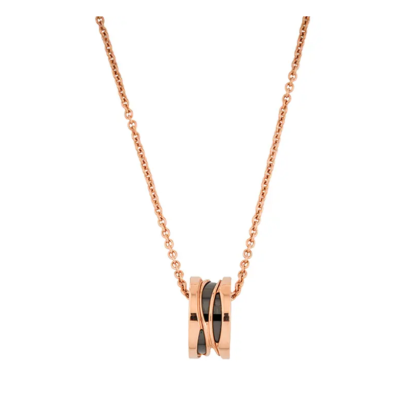 BVLGARI B.Zero1 Series Ceramic 18K Rose Gold Necklaces Unisex Gold
