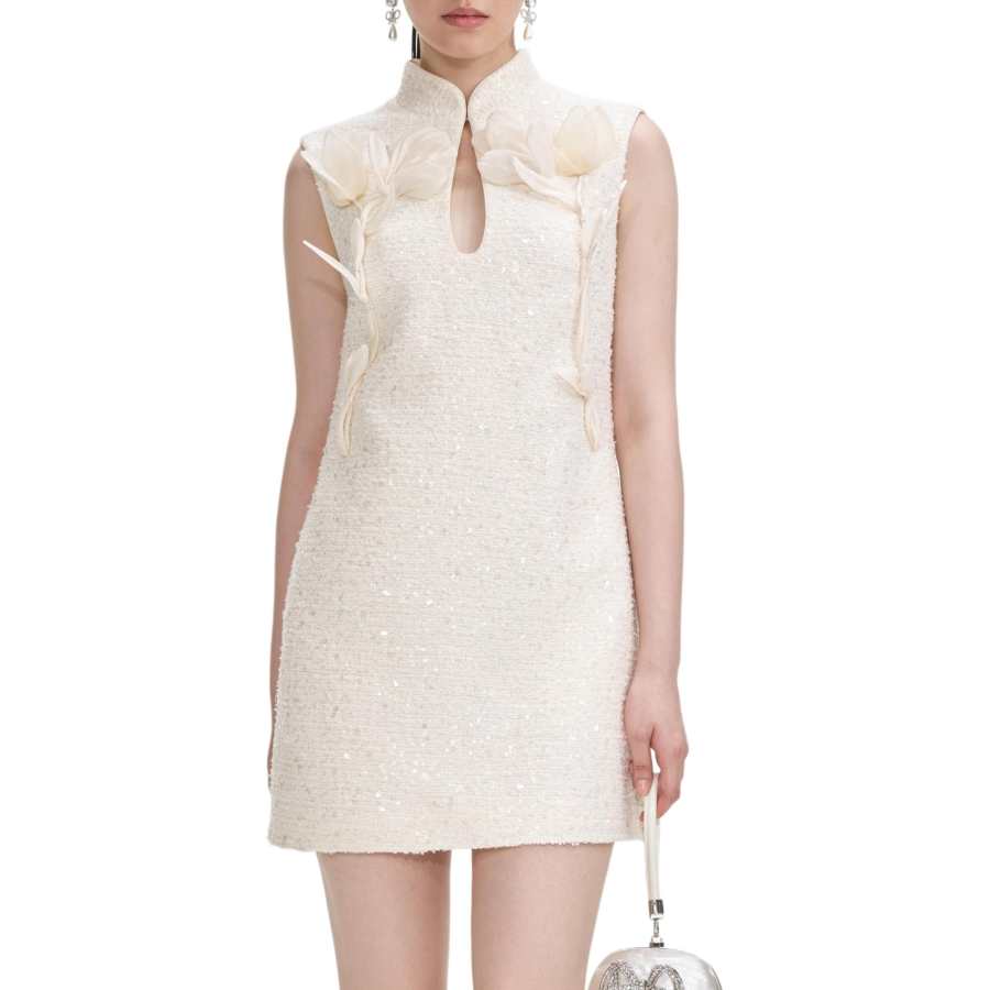 Self-portrait Self portrait Boucle Flower Motif Mini Dress