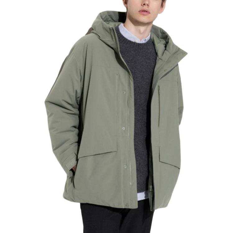 UNIQLO Down Jackets Men's Khaki Hooded Moderate
