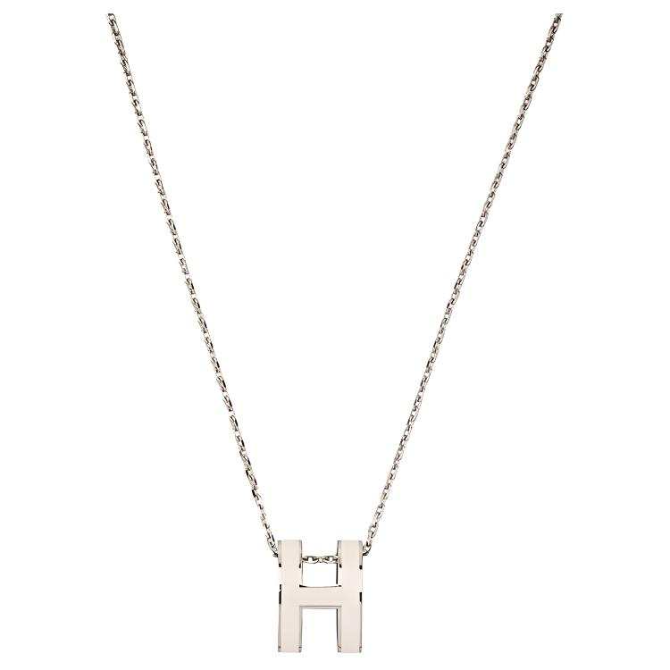 HERMES HERMES POP H Lacquered Metal Necklaces Women's Silver/White