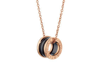 BVLGARI B.Zero1 Series 18K Gold Ceramic Necklaces Unisex Rose Gold