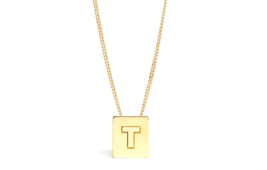 CELINE CELINE Alphabet T Necklace In Brass With Gold Finish