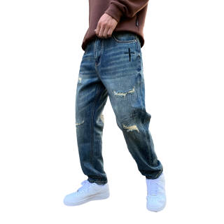 FUERZA Jeans Unisex Light Blue Moderate Straight Fit Pants