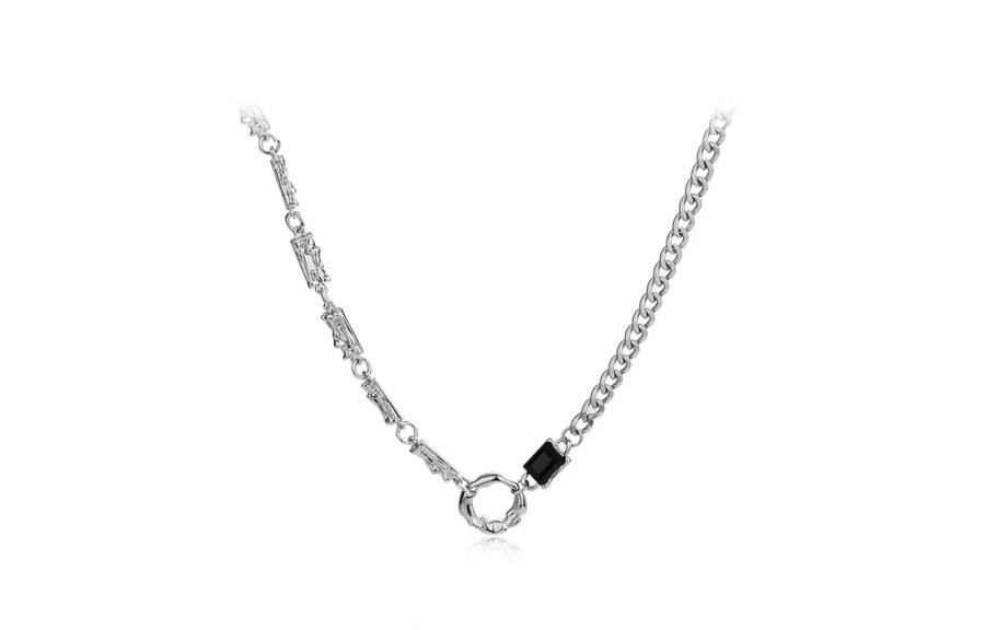 Inkopper Synthetic Cubic Zirconia Alloy Titanium Steel Necklaces Men's