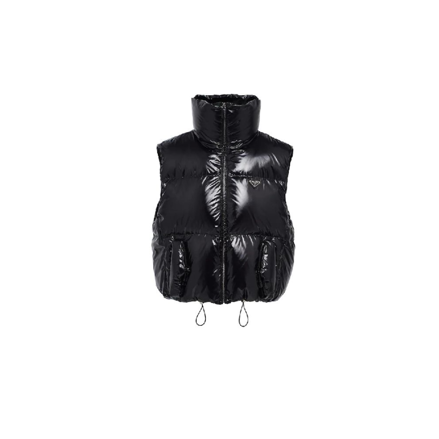 PRADA PRADA Down Vests Women's Black Stand Collar Moderate Other