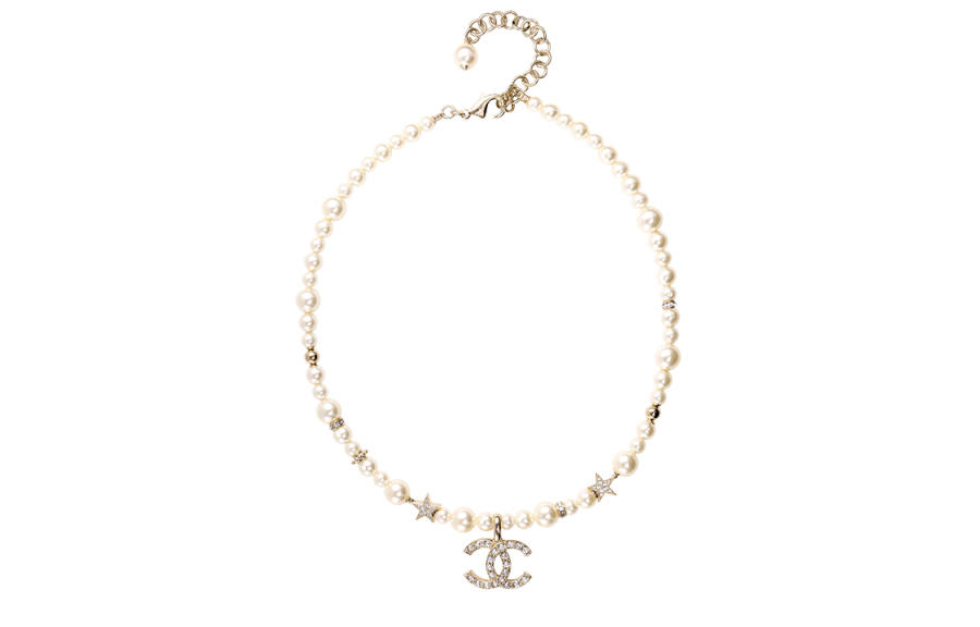 CHANEL Rhinestone Metal, Pearl Necklaces Women's Gold