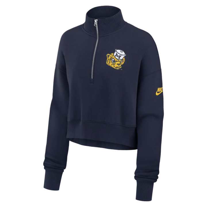 Nike Nike Michigan Wolverines Legacy Elevated Logo Women's Nike College Cropped 1/4 Zip Crew
