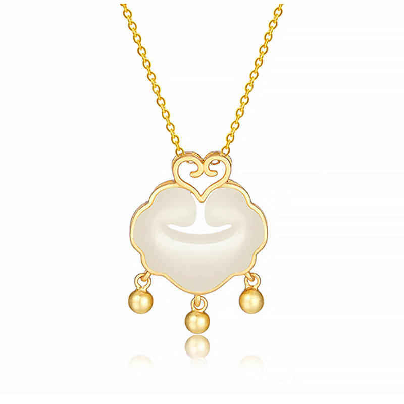 MOVER S925 Silver Necklaces Women's Pale Greenish White Jade