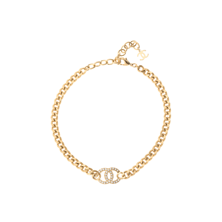 CHANEL CHANEL Crystal Cc Logo Necklace