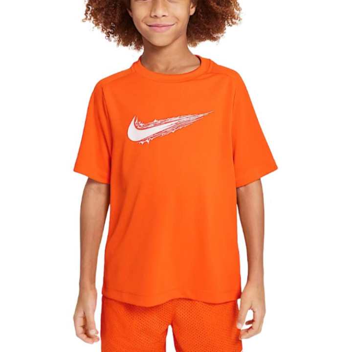 Nike Nike Dri Fit T Shirt Safety Orange/White Teenagers