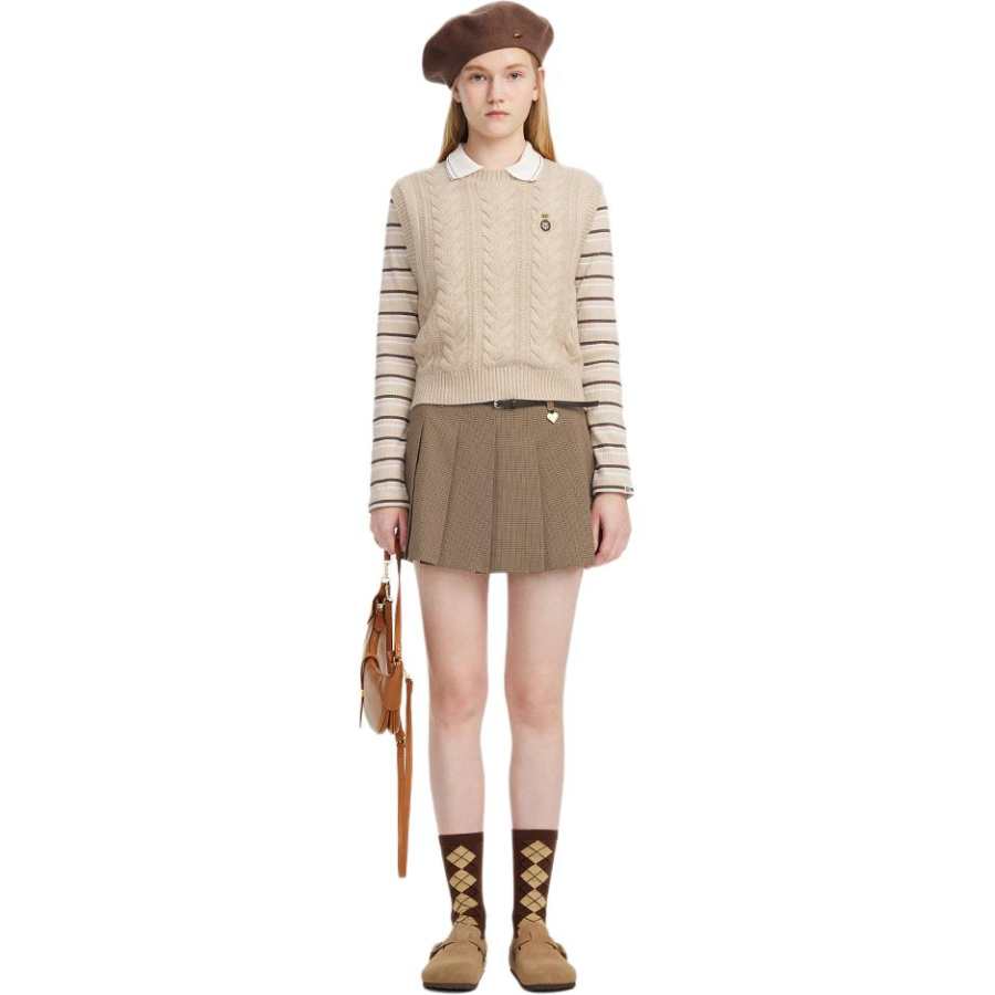 Teenie Weenie Tank Tops Women's Khaki Crew Neck Moderate Other