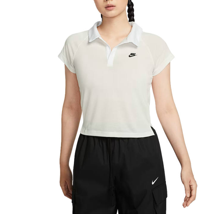 Nike Nike Polo Shirts Women's White Polo Collar Moderate Straight Fit