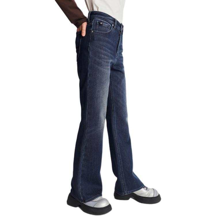 Lee FW24 427 Standard High Rise Flared, Thickened, And Fleece Lined Thermal Jeans Women's Dark Blue