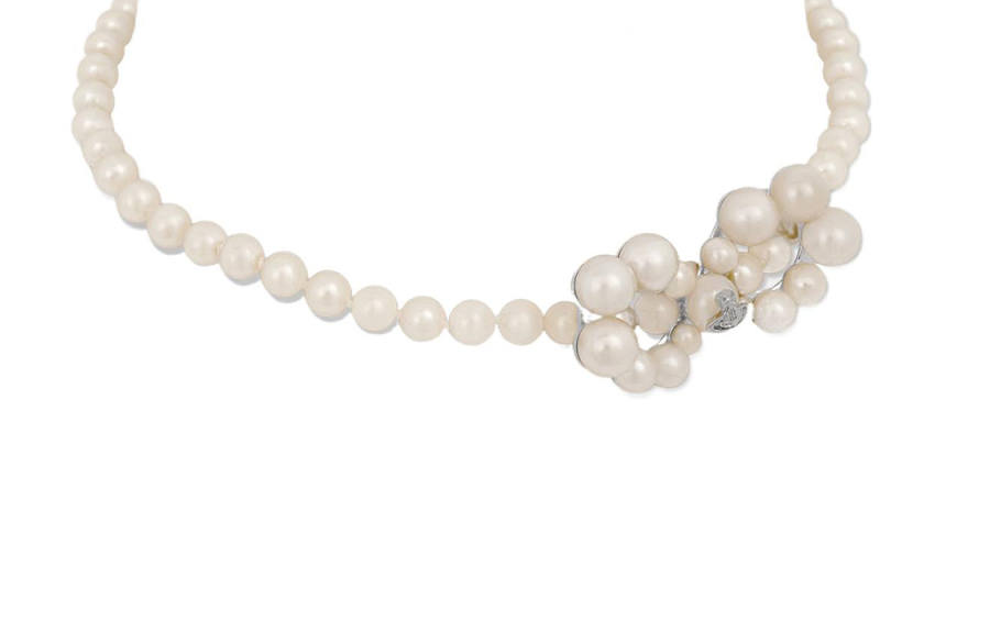 Vivienne Westwood Brass Rhinestone Necklaces Women's White