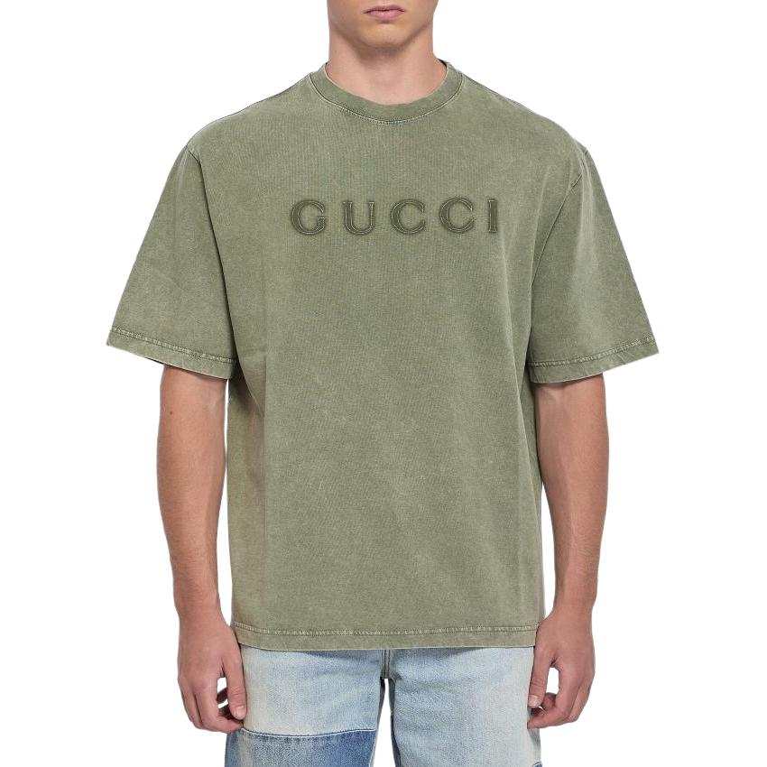 GUCCI Logo Printed Jersey T Shirt