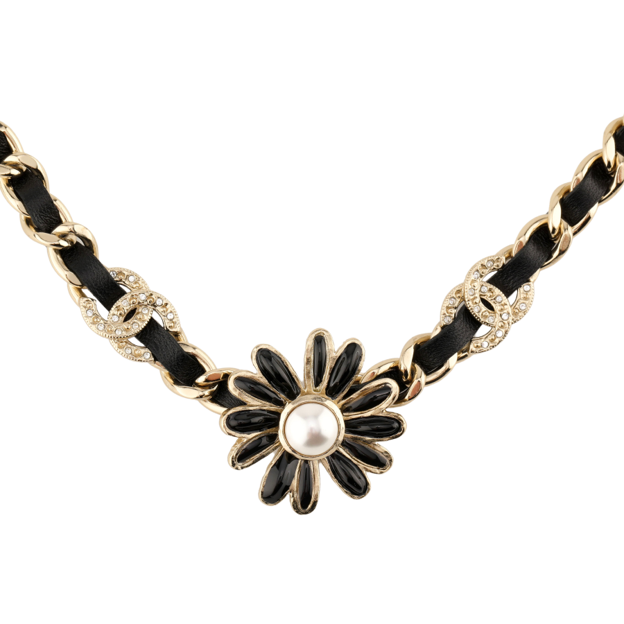 CHANEL Necklaces Women's Black/Gold