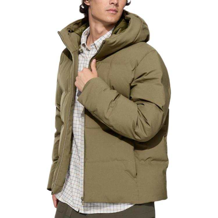 UNIQLO Down Jackets Men's Camel Hooded Moderate
