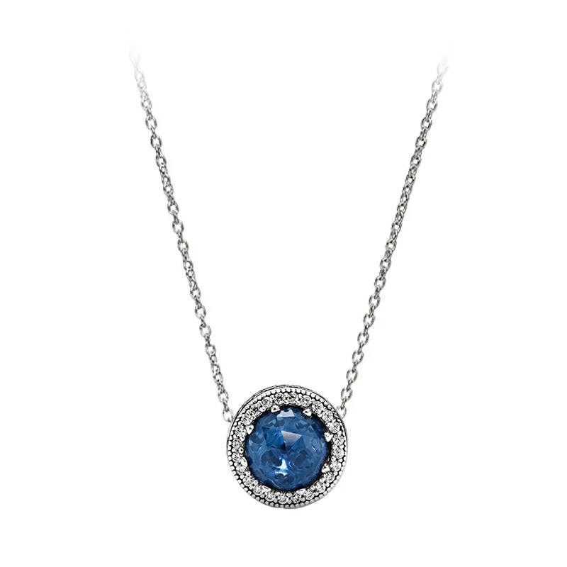 Pandora 925 Sterling Silver Glass Synthetic Cubic Zirconia Necklaces Women's Silver