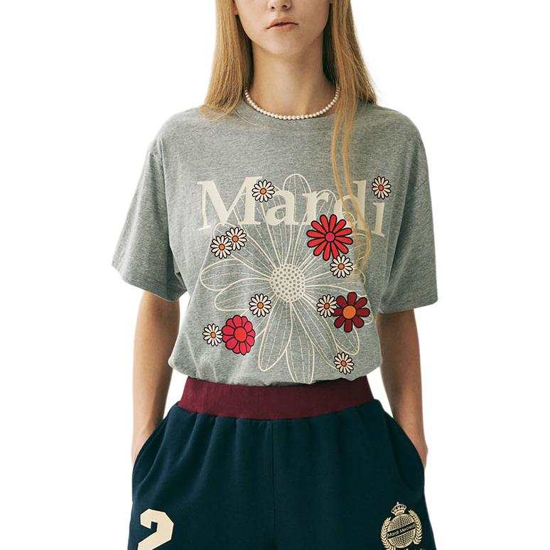 MARDI MERCREDI Blossom SS25 T Shirt Women's Gray Korean Style