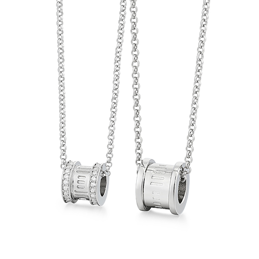 KADER 925 Sterling Silver Synthetic Cubic Zirconia Necklace, 2 Pack Unisex