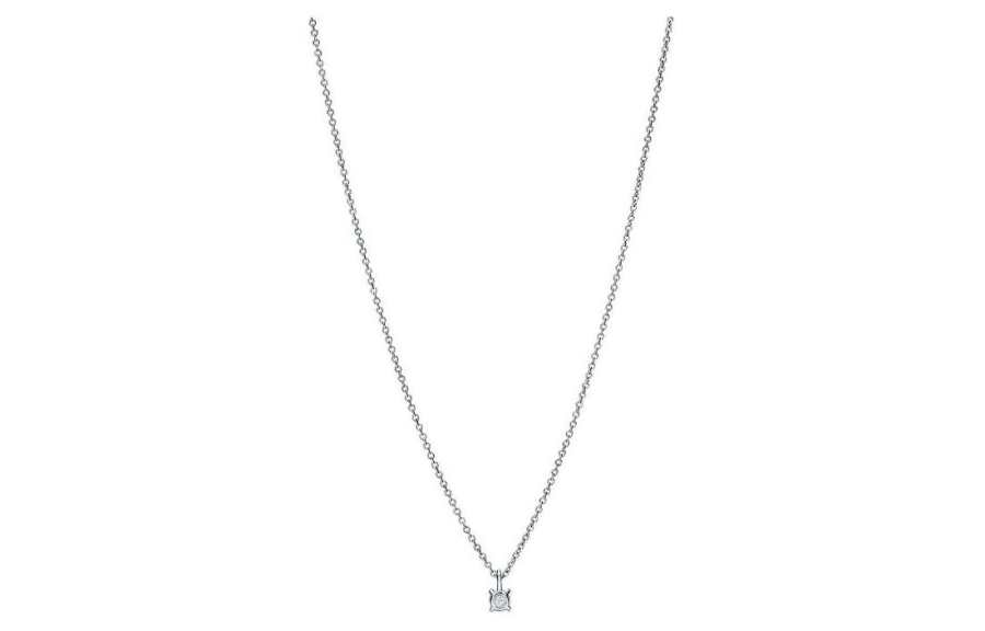 TIFFANY & CO. Solitaire White Gold, Diamond Necklaces Women's Silver