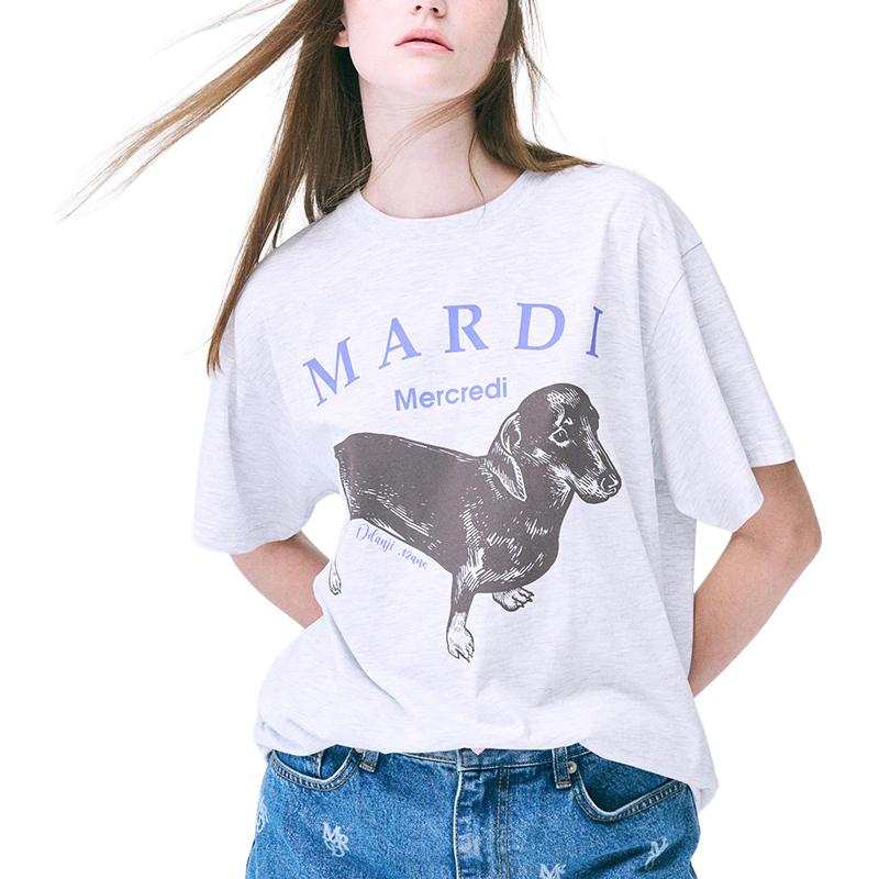 MARDI MERCREDI Dachshund Puppy Drop Shoulder Sleeve T Shirt Women's Purple