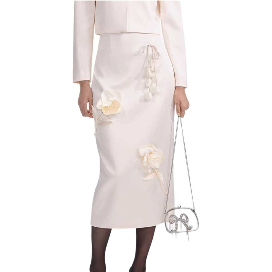 Self-portrait Self portrait Casual Long Skirt Women's Ivory White