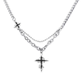 FOREVER MELODY Zirconium Titanium Steel Necklaces Men's Silver