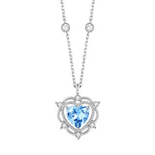 CHOW TAI SENG 925 Sterling Silver Synthetic Cubic Zirconia Necklaces Women's