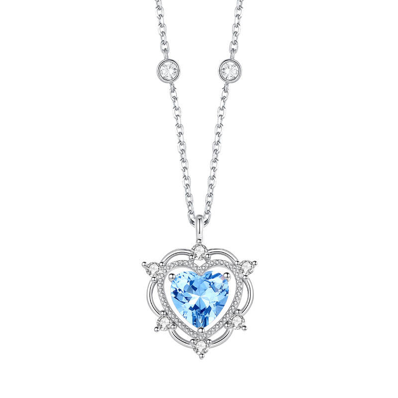 CHOW TAI SENG 925 Sterling Silver Synthetic Cubic Zirconia Necklaces Women's