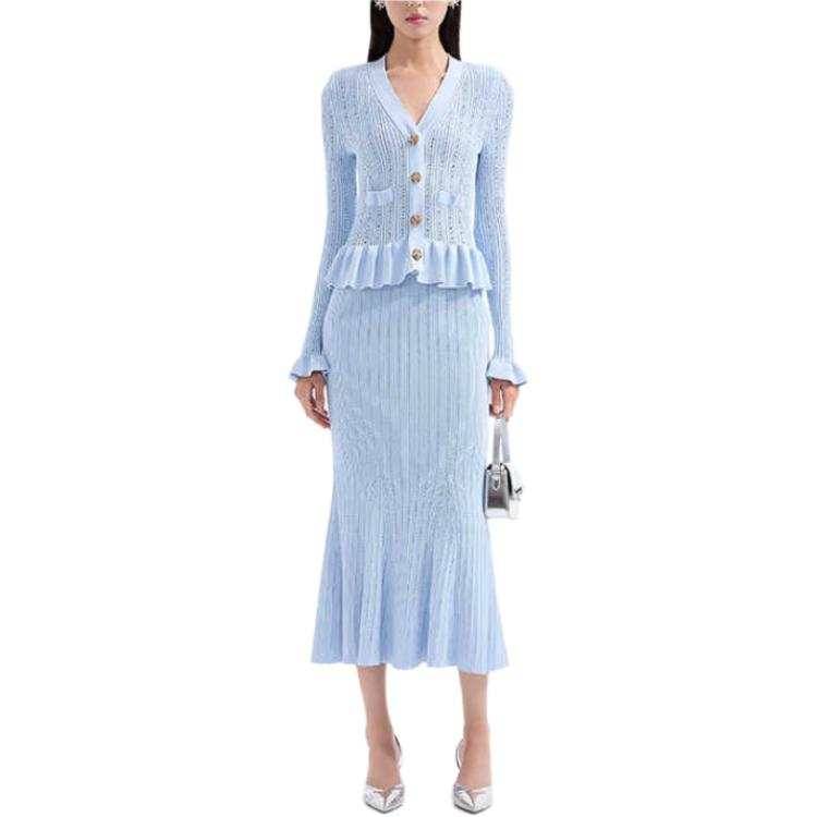 Self-portrait Self portrait Long Sleeved Dress Women's Haze Blue