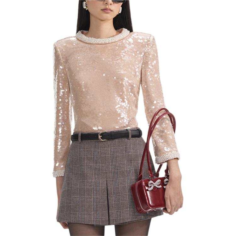 Self-portrait Self portrait Embellished Trim Sequin Top