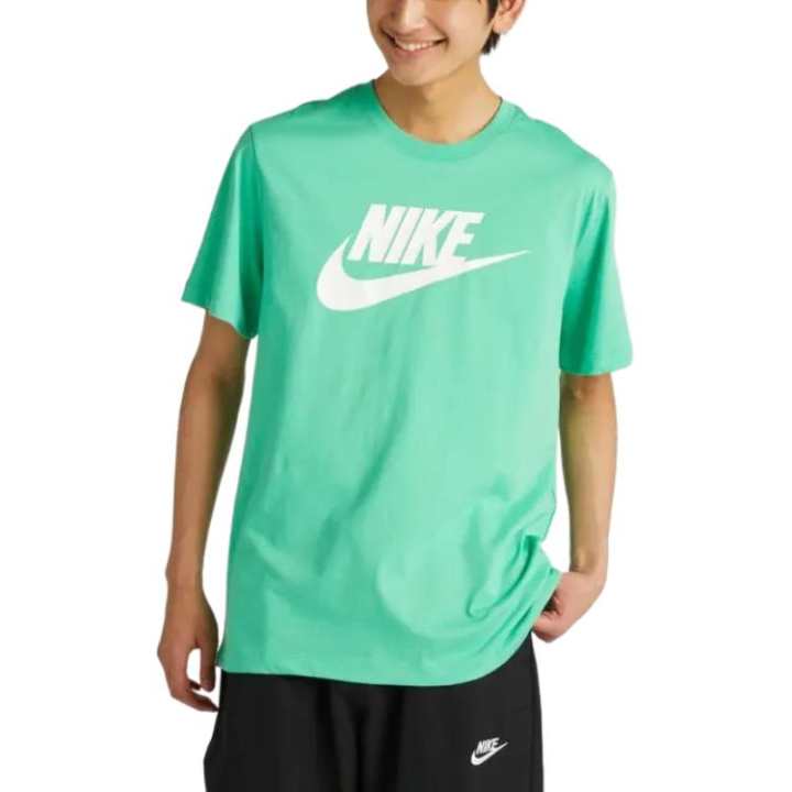 Nike Nike Swoosh Printed Round Neck Pure Cotton T Shirt Men's Green