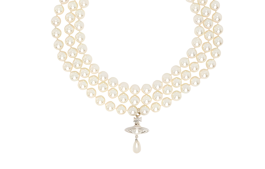 Vivienne Westwood Three Row Drop Pearl Choker